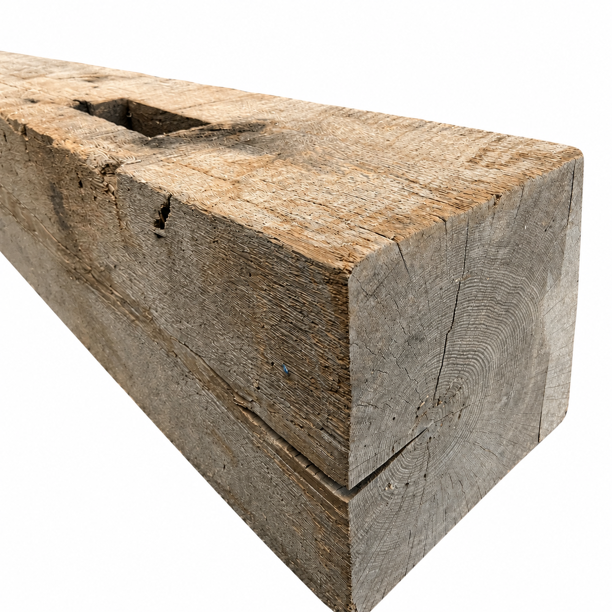 White Oak Reclaimed Mantel - Unfinished : 8" x 8" x 73"