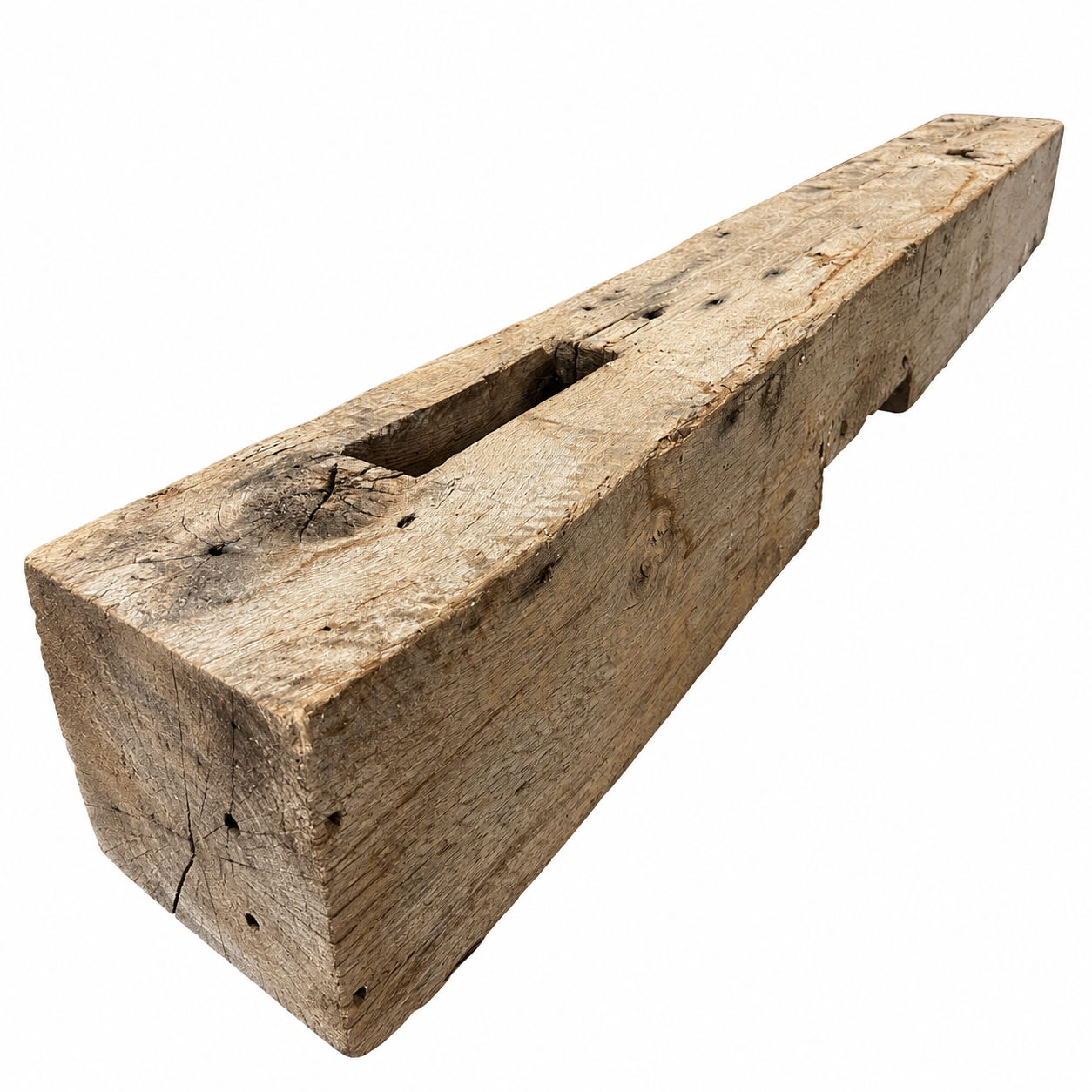 White Oak Reclaimed Mantel - Unfinished : 8" x 8" x 73"