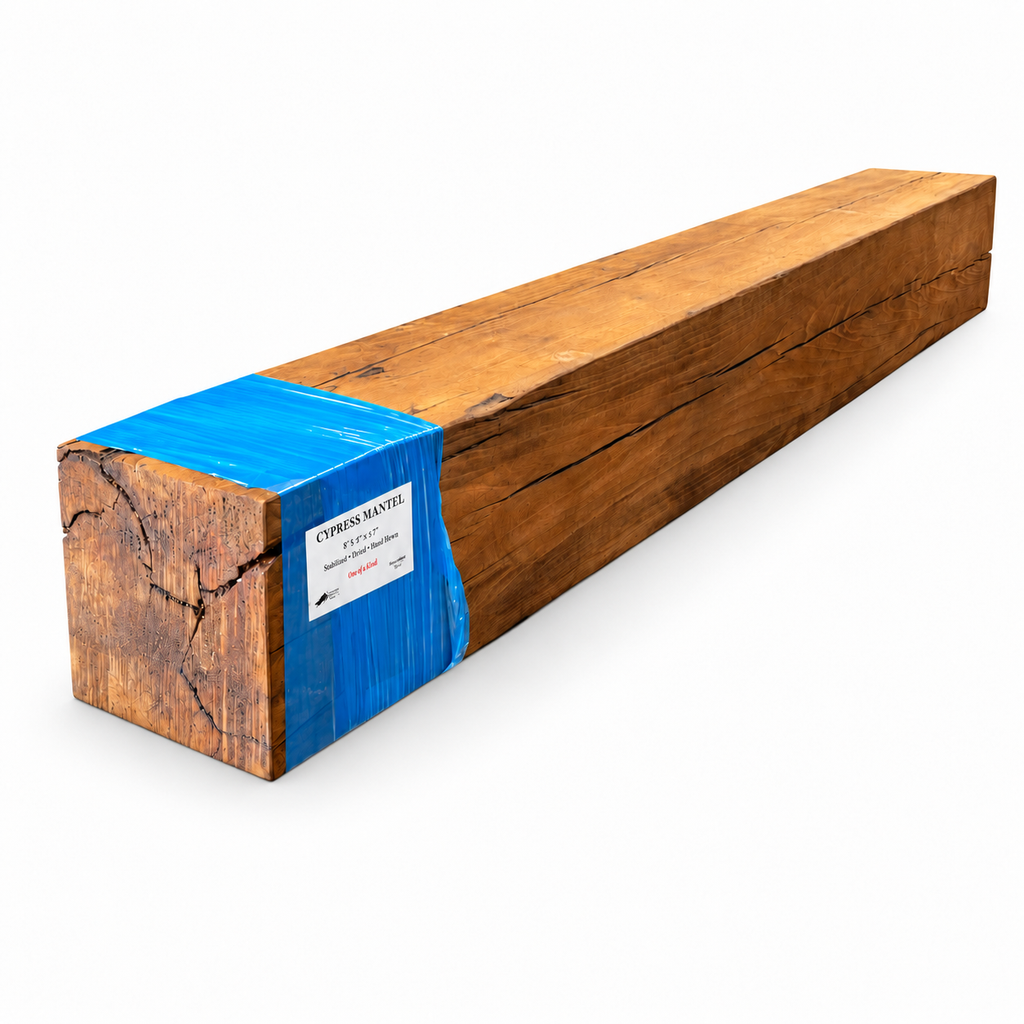 Cypress Mantel Sanded w/ Rustic Pine Wax: 8" x 8" x 71”