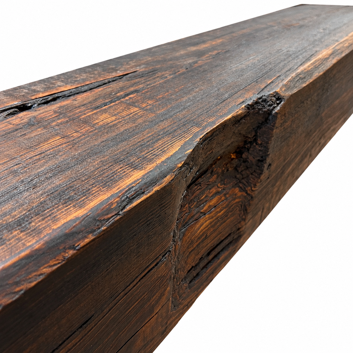 Cypress Mantel Lightly Sanded w/ Dark Brown Wax: 6" x 8" x 100”