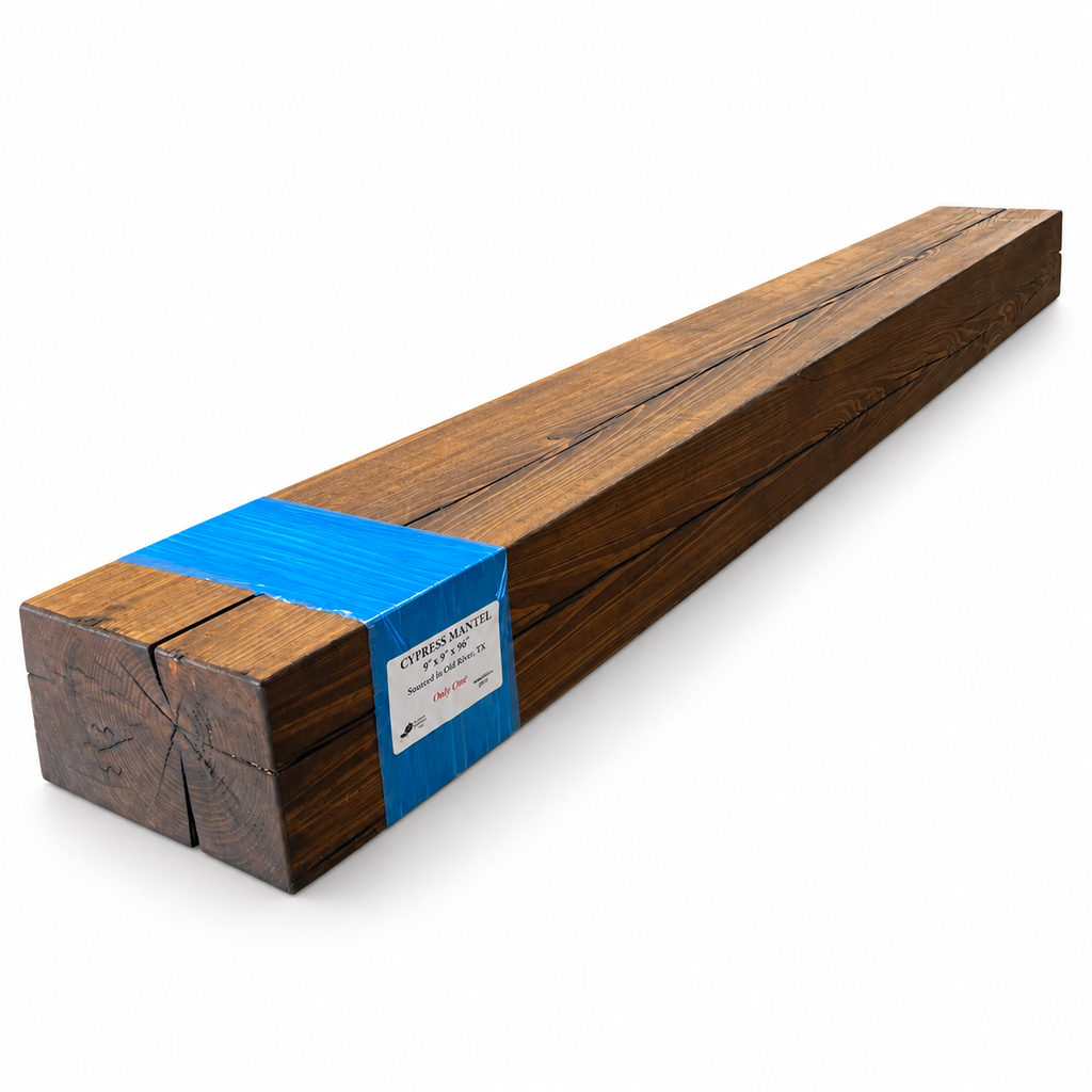 Cypress Mantel - Sanded w/ Dark Brown Wax: 6" x 10" x 82.5”