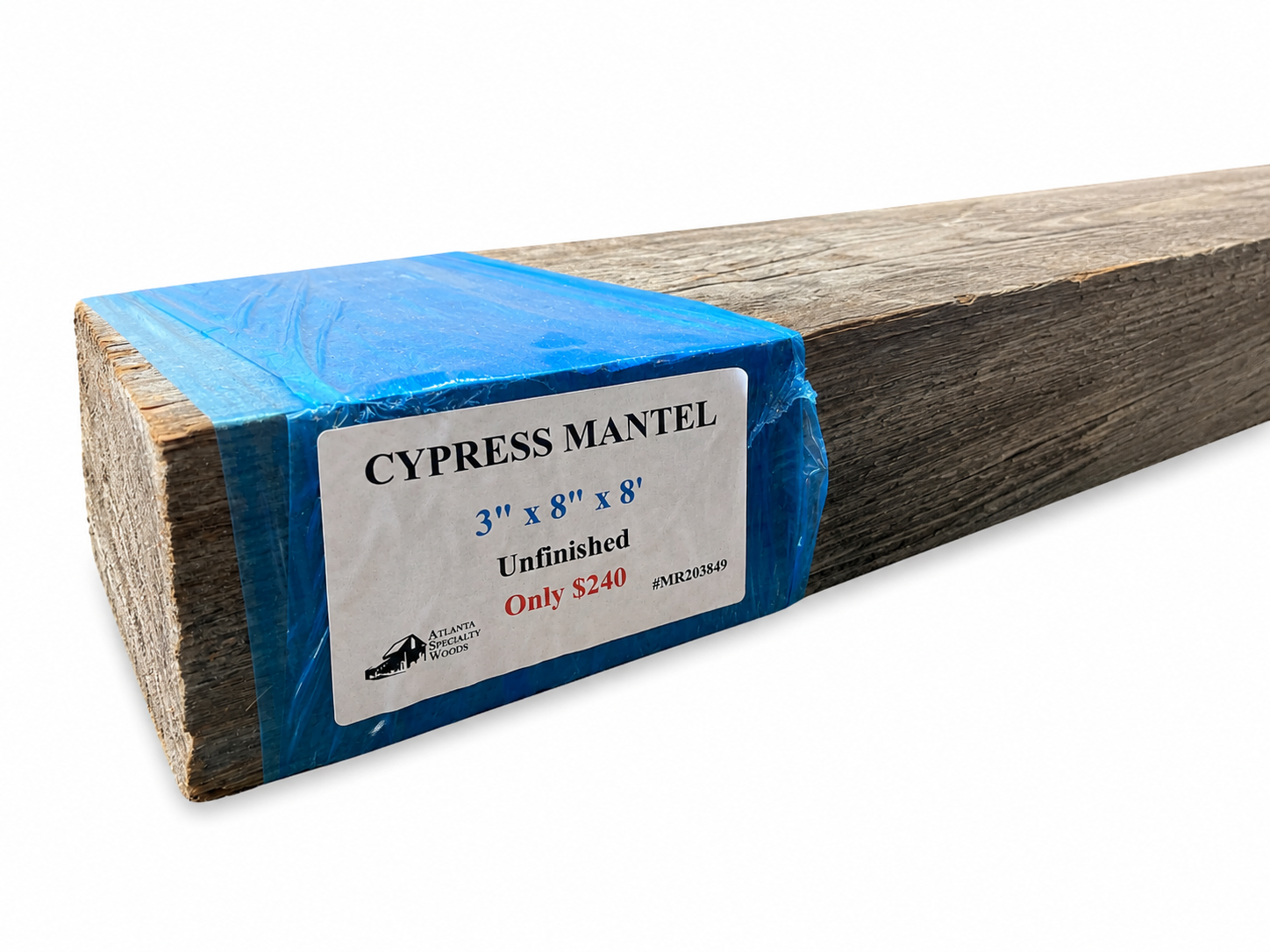 Cypress Mantel - Unfinished: 3" x 8" x 8'