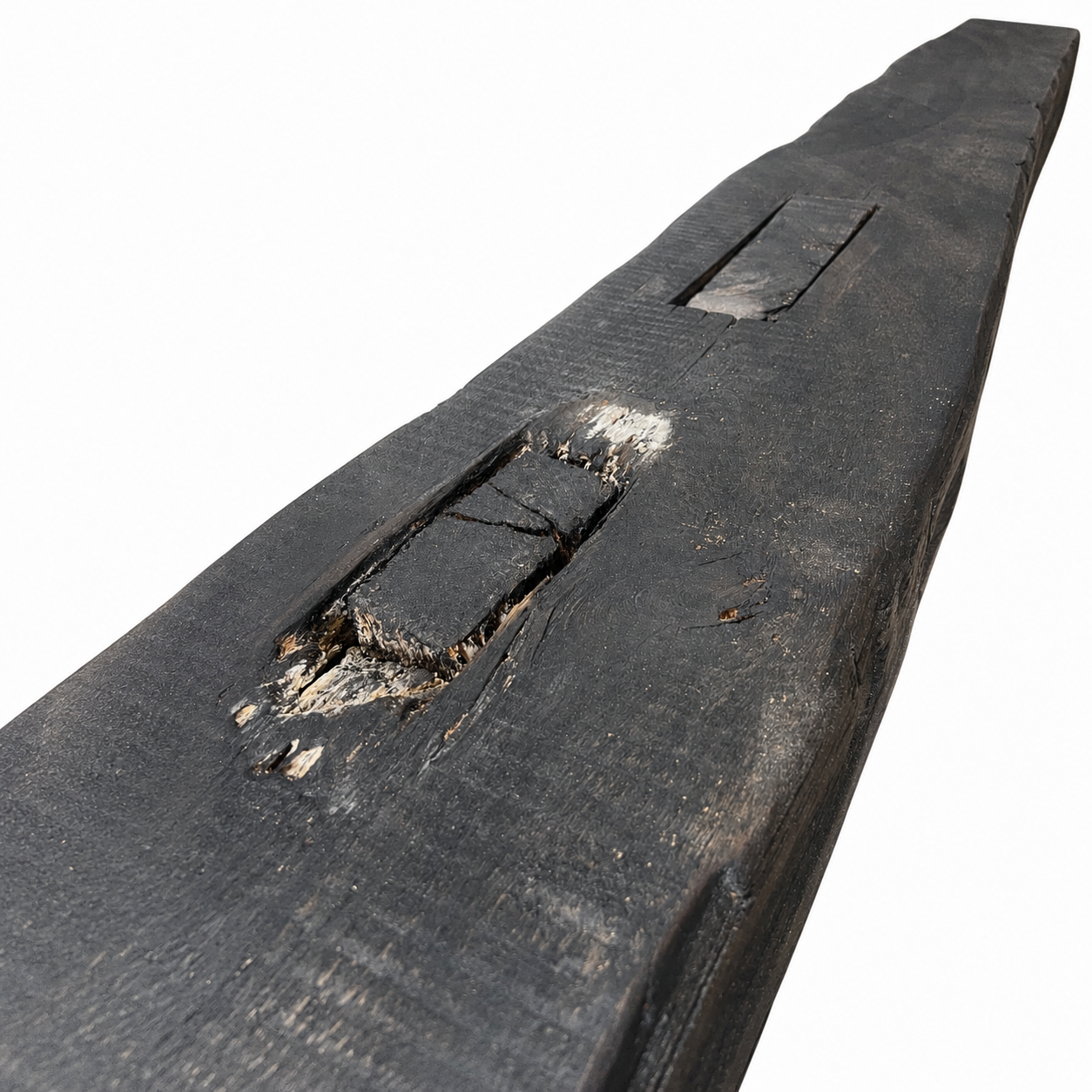 Hand-Hewn Reclaimed Mantel with Ebony Wax Finish: 4" x 8" x 7'