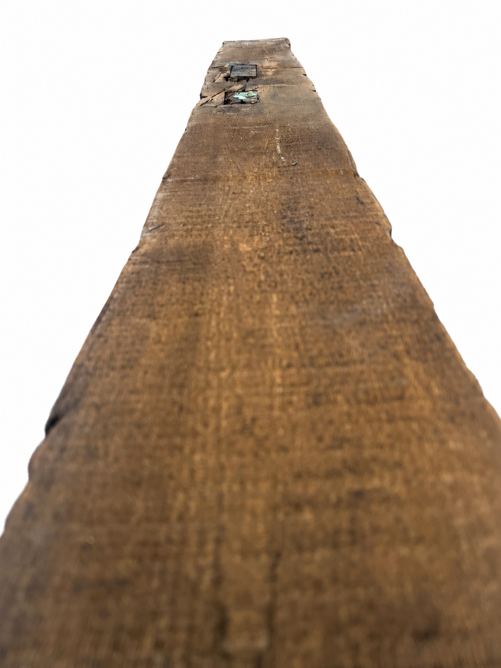 Hand-Hewn Reclaimed Timber Mantel with Plugged Mortice Pockets