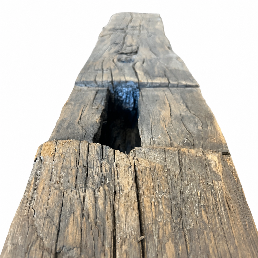 Reclaimed Hand Hewn Mantel - Sanded with Clear Dark Wax: 7” x 9” x 71”