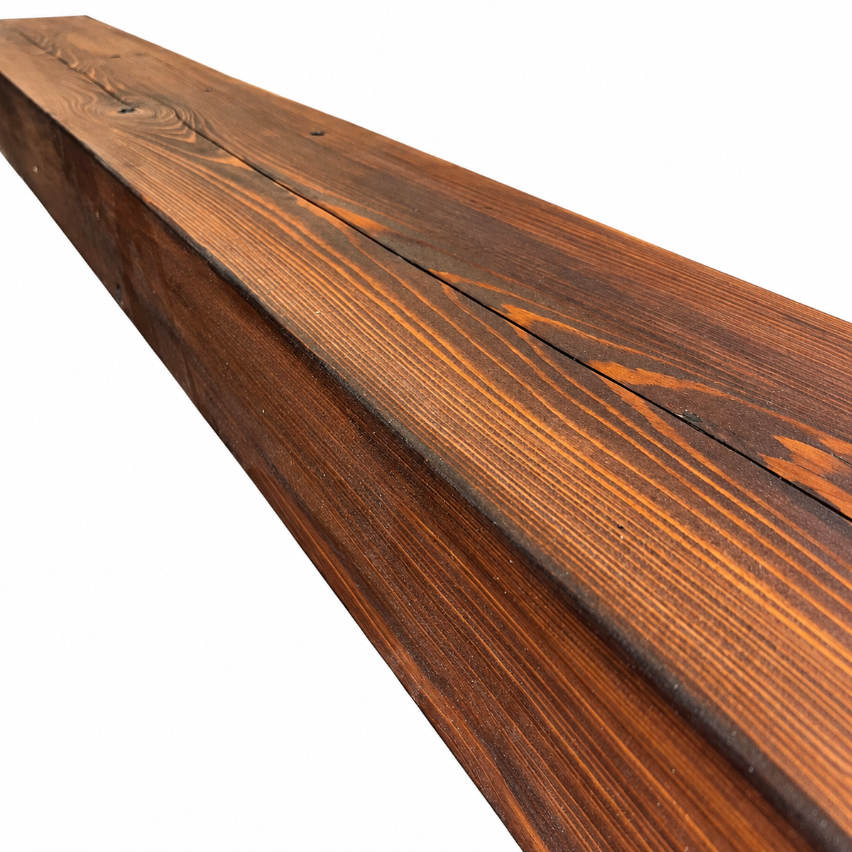 Cypress mantel, planed smooth, teak wax, 5" x 10" x 98"