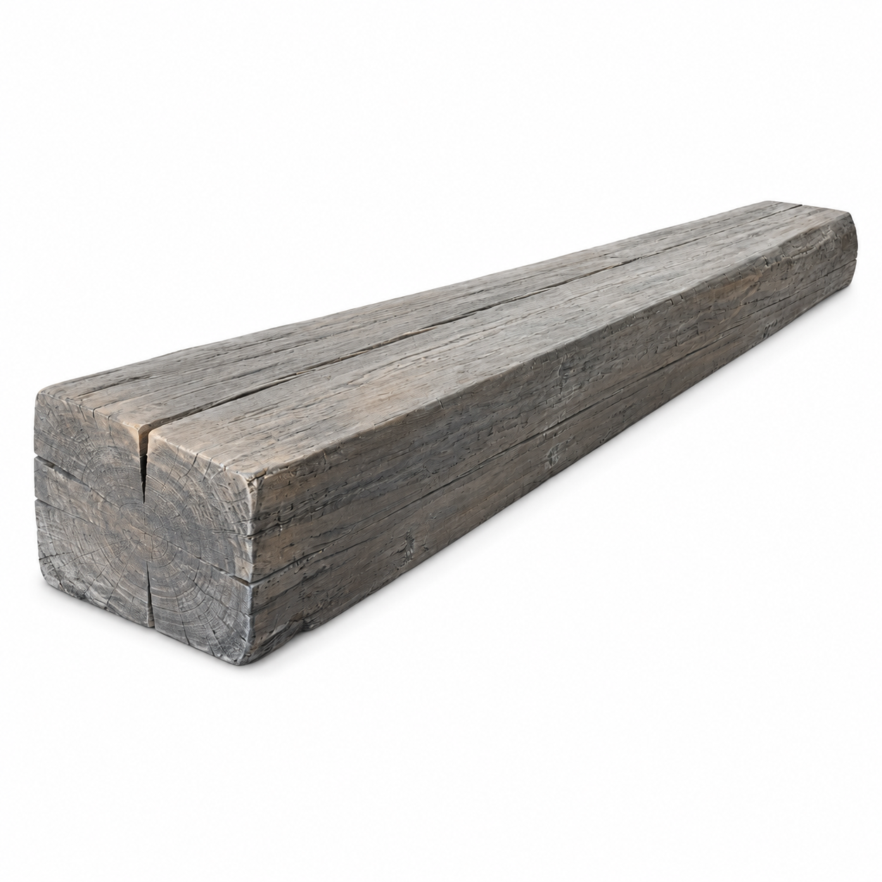 Reclaimed Poplar Mantel- Grey Stain with Liming Wax : 3" x 8" x 72"