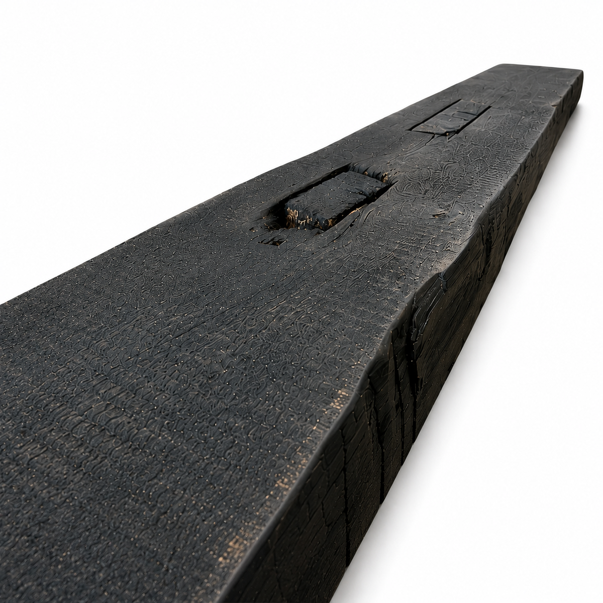 Reclaimed Mantel – Black Wax Finish : 3" x 8" x 8'