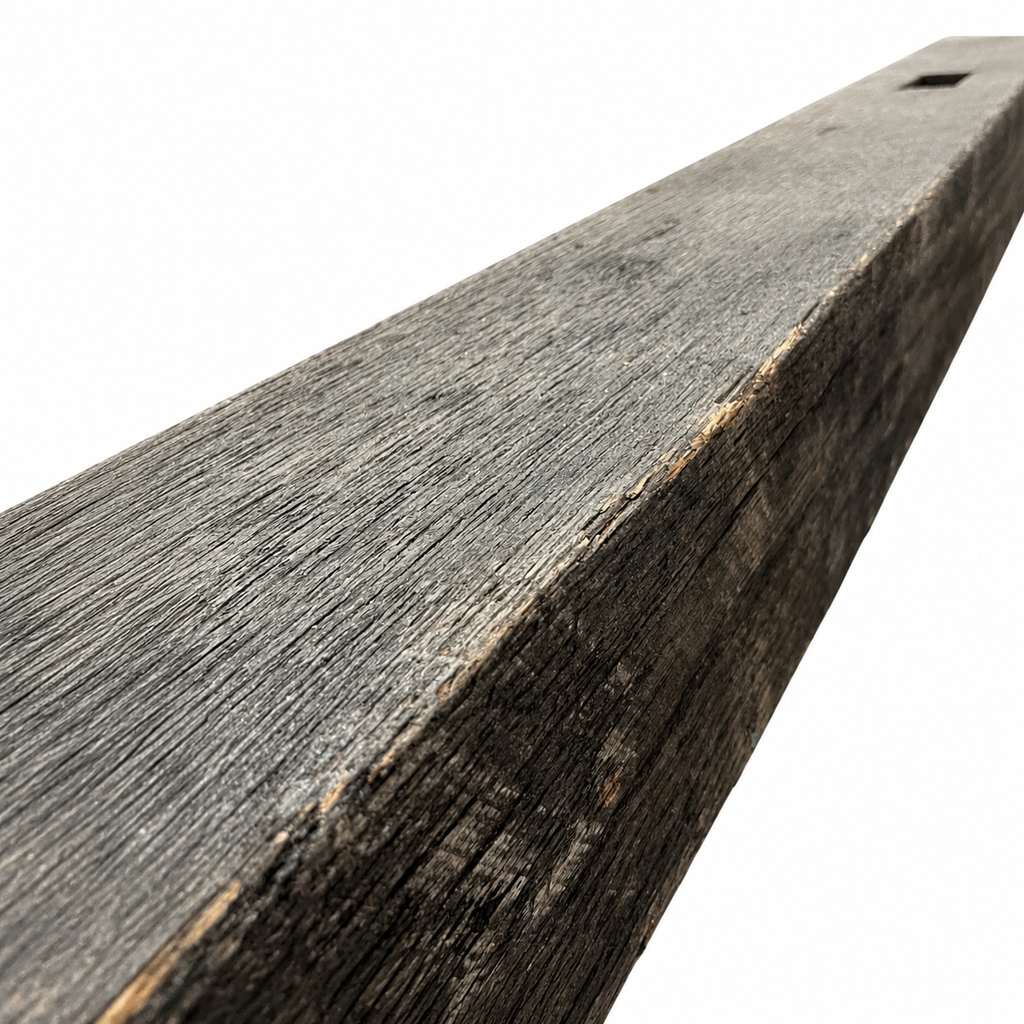 Reclaimed Oak Mantel with Mortise Pocket & Original Hardware : 6" x 6" x 71"