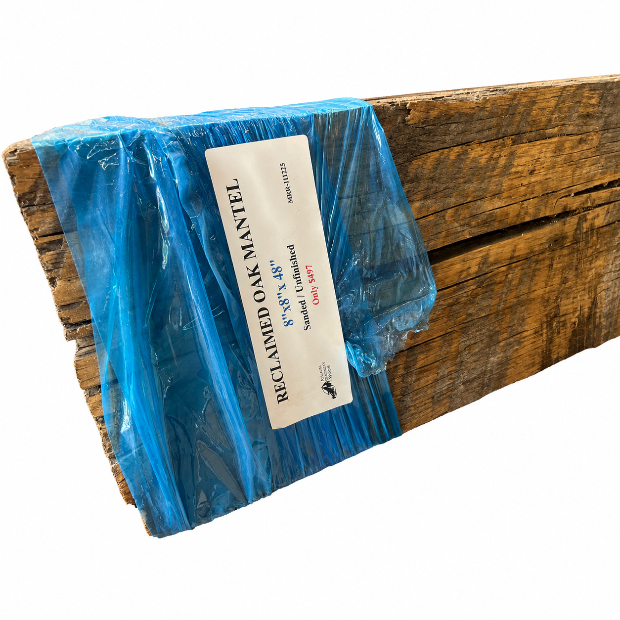 Reclaimed Oak Mantel with Mortise Pocket : 8" x 8" x 48"