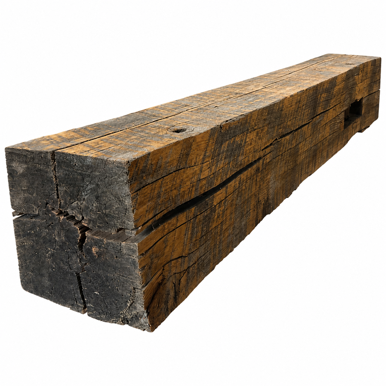 Reclaimed Oak Mantel with Mortise Pocket : 8" x 8" x 48"