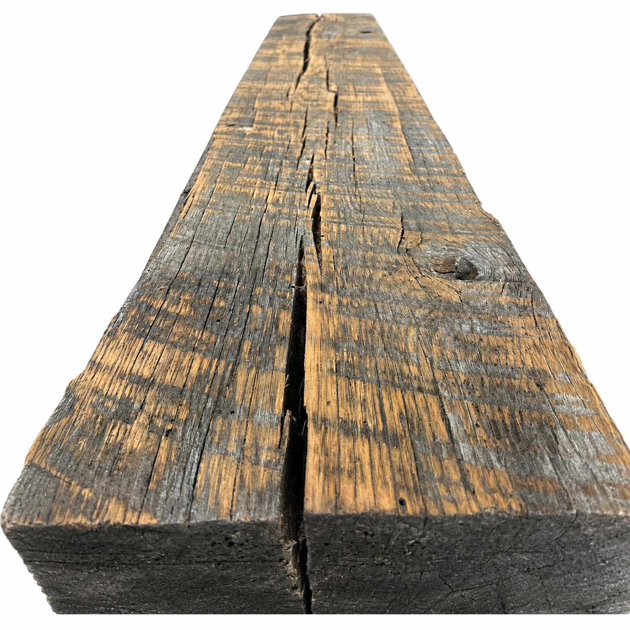 Reclaimed Oak Mantel with Mortise Pocket : 8" x 8" x 48"
