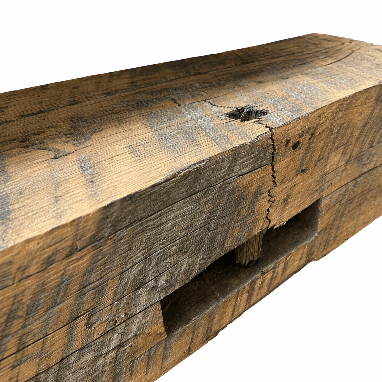 Reclaimed Oak Mantel with Mortise Pocket : 8" x 8" x 48"