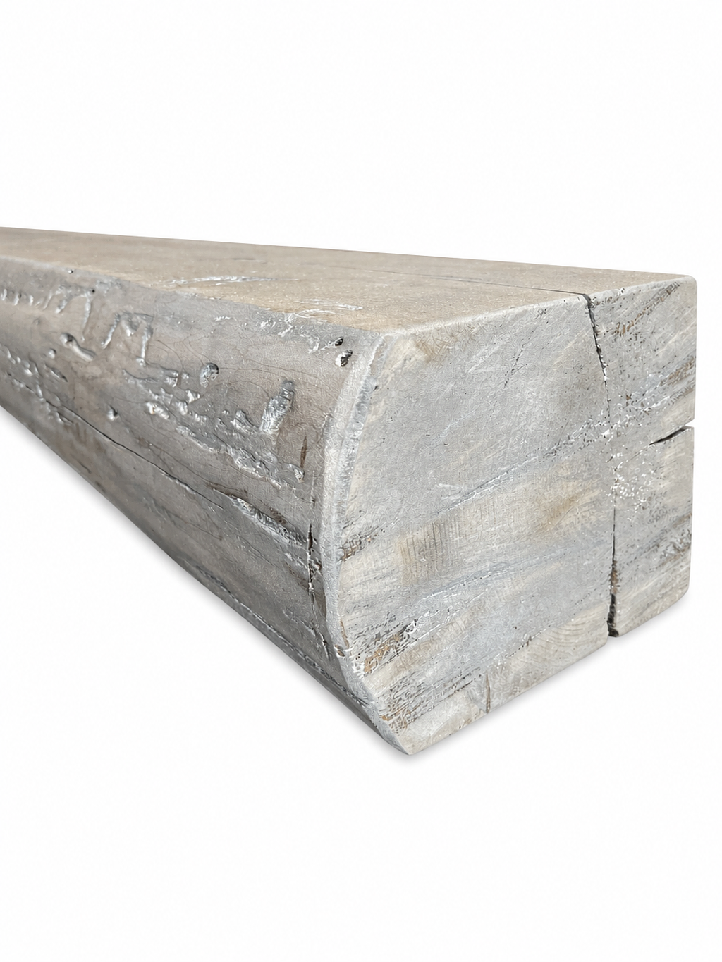 Reclaimed Poplar Mantel- Grey Stain with Liming Wax : 3" x 8" x 72"
