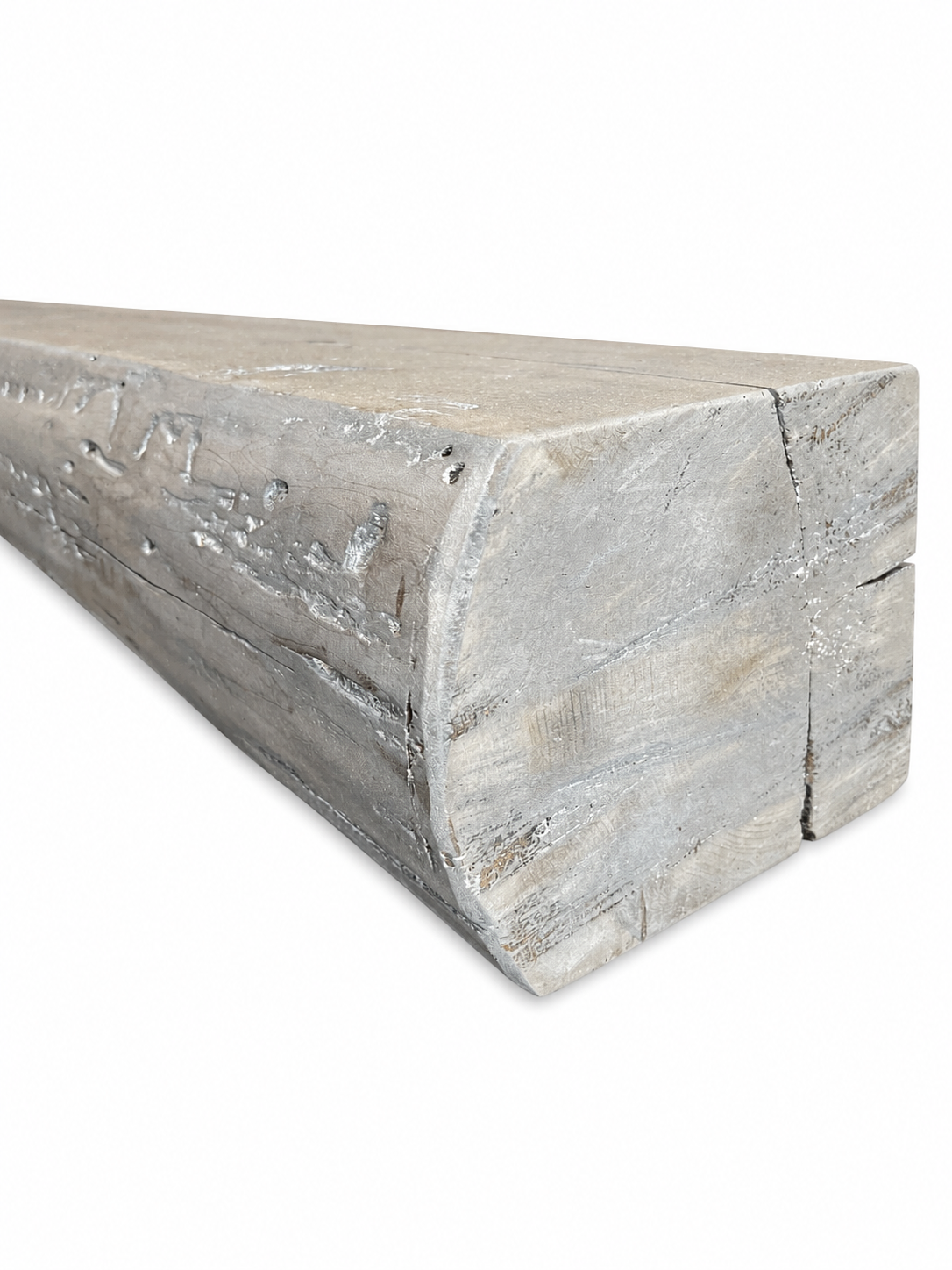 Reclaimed Poplar Mantel- Grey Stain with Liming Wax : 3" x 8" x 72"