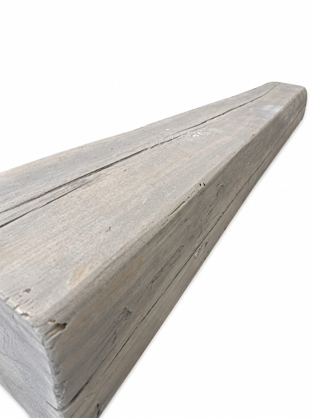 Reclaimed Poplar Mantel- Grey Stain with Liming Wax : 3" x 8" x 72"